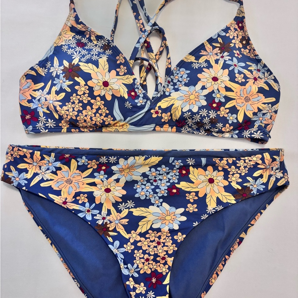 Roxy Blue and Yellow Floral Bikini